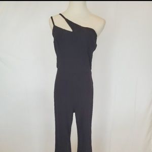 NWT Boutique Designer One Shoulder Black Jumpsuit